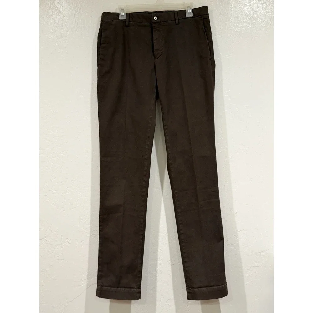 Mason's Torino Slim Fit Chino Pants Mens 50 Dark Brown Cotton Blend Trousers